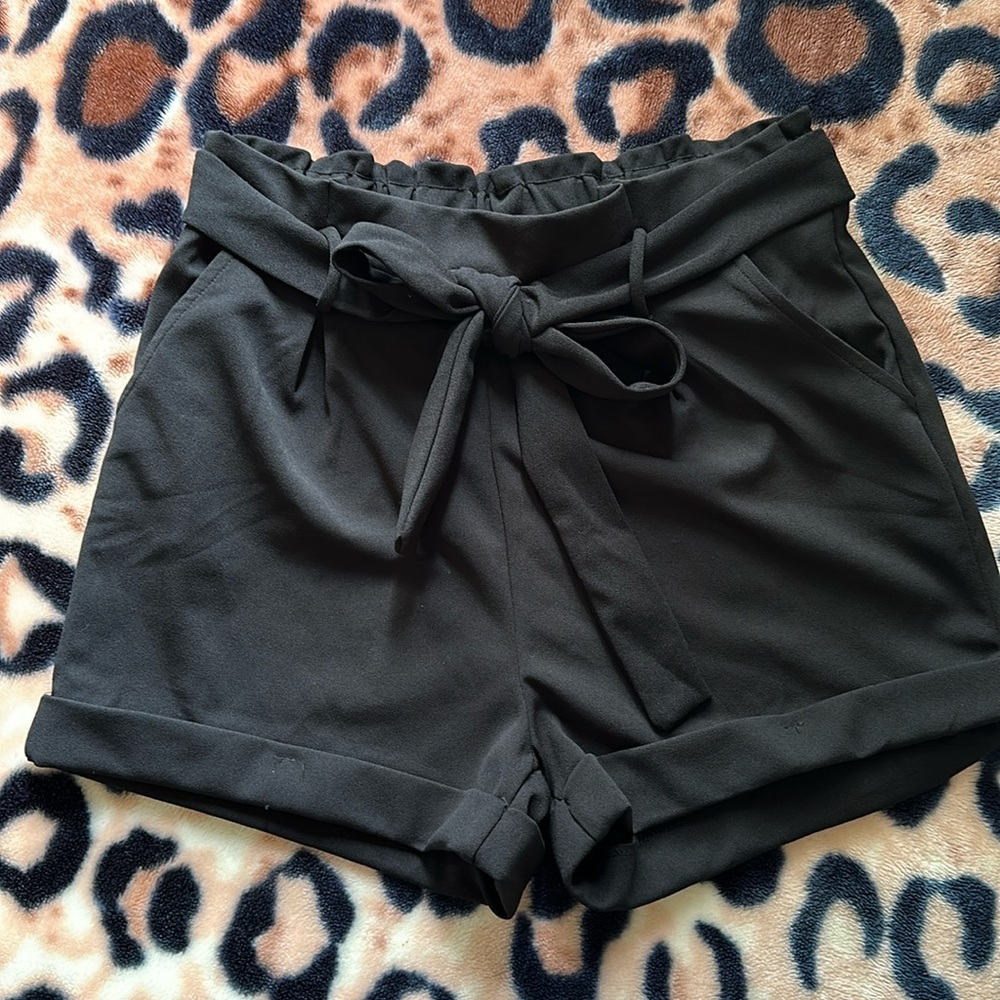 Paper bag black shorts NWOT